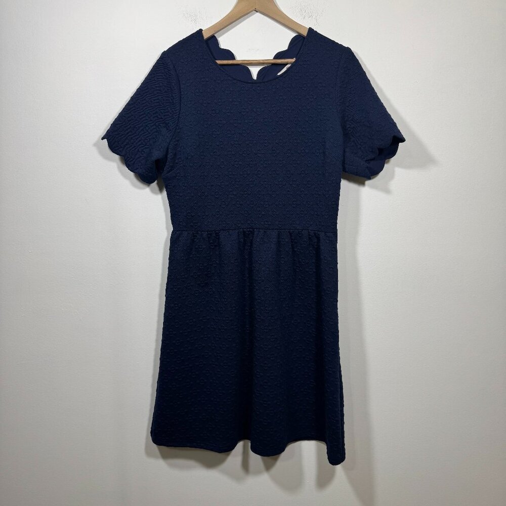 Betsy's Boutique Shop Textured Fit & Flare Dress Womens XL Navy Blue Church